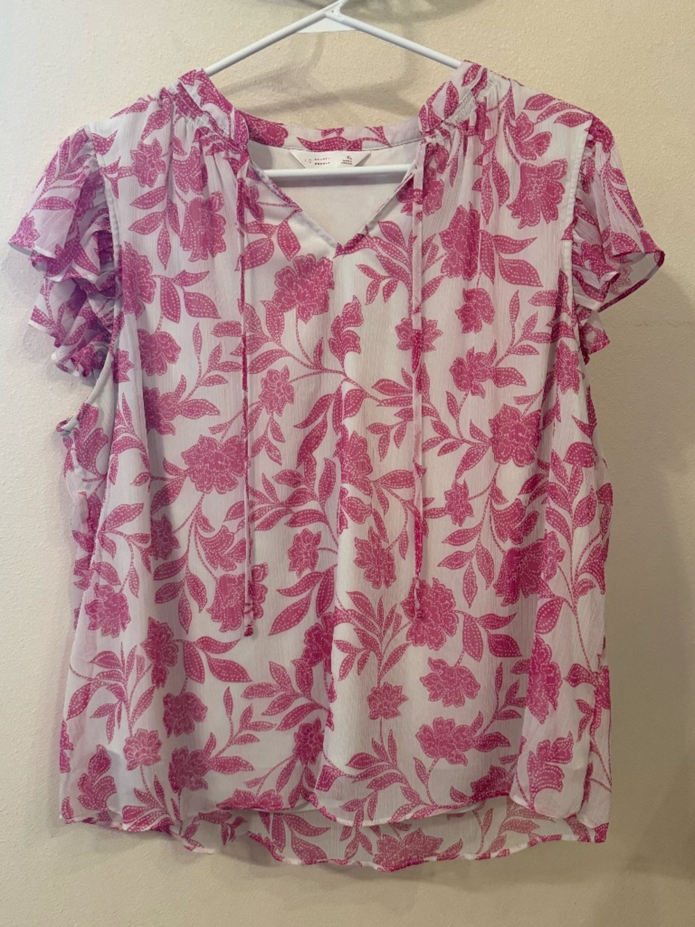LC Lauren Conrad - Pink & White Tropical Blouse - Size XL